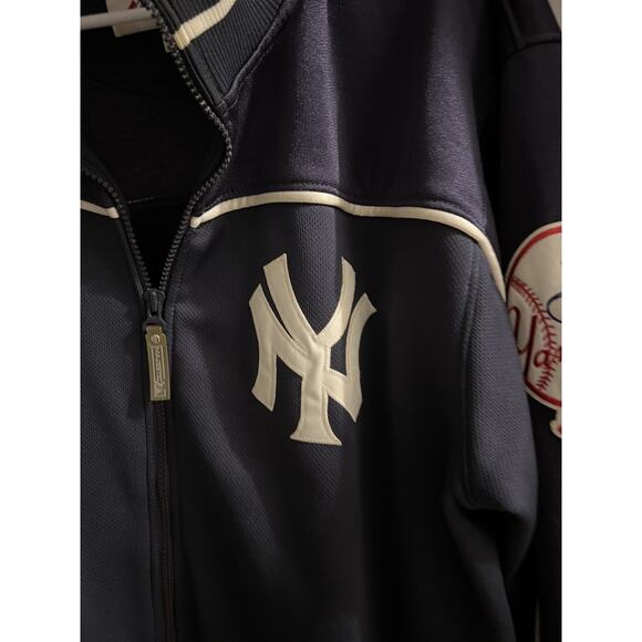Majestic Vintage New York Yankees Blue Full Zip Fleece Jacket Patches Sz L MLB - Picture 2 of 9
